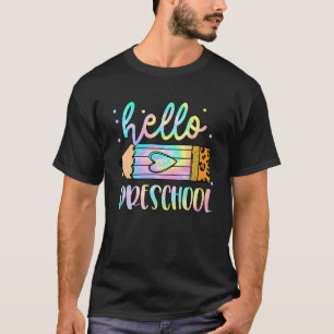 Zurück zur Schule Hallo Vorschule Leopard Tie Dye T-Shirt