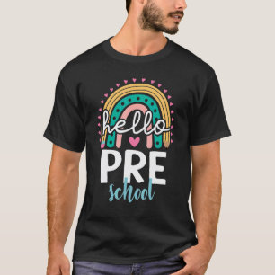 Zurück zur Schule Hallo Vorschule Regenbogen Lehre T-Shirt
