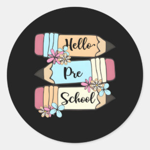 Zurück zur Schule Hallo Vorschullehrer Runder Aufkleber