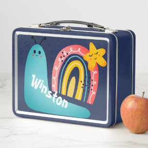 Zurück zur Schule Happy Rainbow Sunny Snail Metall Brotdose
