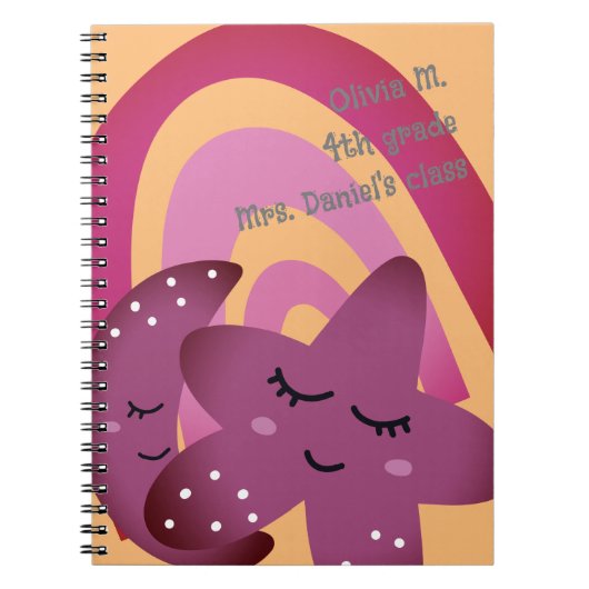 Zurück zur Schule Happy Smile Star Moon Regenbogen Notizblock (Vorderseite)