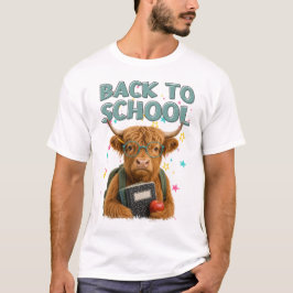 Zurück zur Schule Highland-Kuh-Schüler-T-Shirt T-Shirt