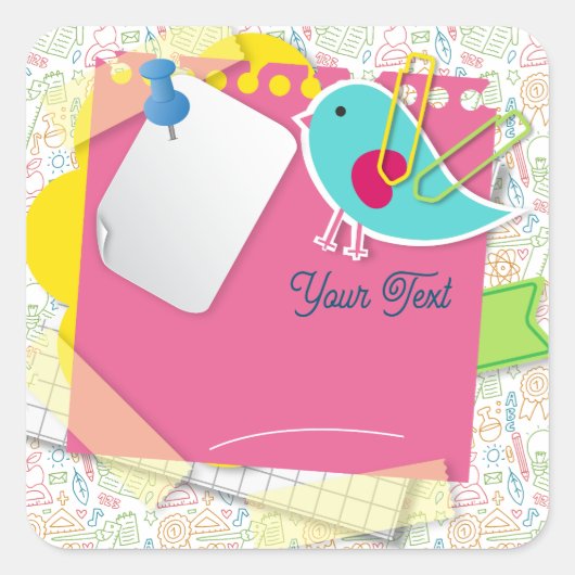 Zurück zur Schule. Hintergrund der Schulversorgung Quadratischer Aufkleber (Vorderseite)