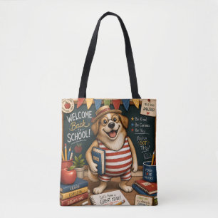 Zurück zur Schule Hund PNG, Süßes Lehrer-Hund-Desi Tasche