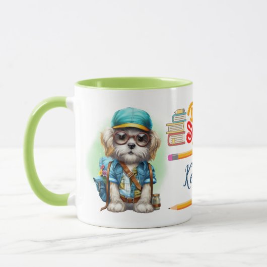 Zurück zur Schule Hunde tragen Rucksack Personalis Tasse (Links)