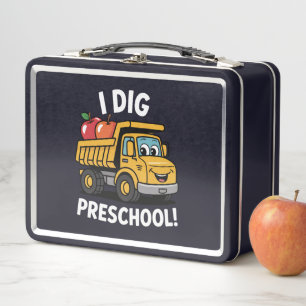 Zurück zur Schule I Dig Preschool Dump Truck Metall Brotdose
