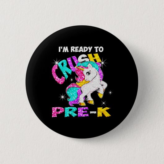 Zurück zur Schule Ich bin bereit, Pre-K Unicorn zu Button (Vorderseite)
