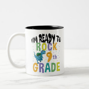 Zurück zur Schule Ich bin bereit zu rocken 9. Klas Zweifarbige Tasse