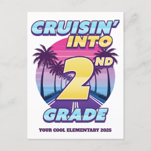 Zurück zur Schule in der 2. Klasse cruisen Feiertagspostkarte