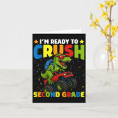 Zurück zur Schule Junge Dinosaurier bin ich bereit Karte (Gelbe Blume)