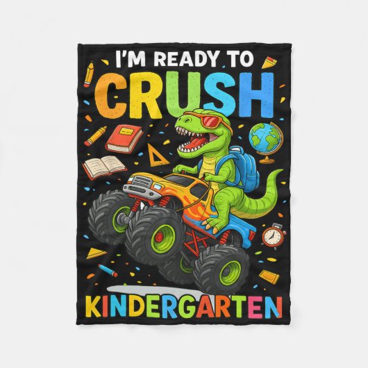Zurück zur Schule Junge Dinosaurier Ich bin bereit Fleecedecke (Vorderseite)
