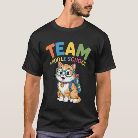 Zurück zur Schule Katze Tees Team Mittelschule Jun (Vorderseite)