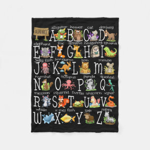 Zurück zur Schule Kinder Süße Tiere A-z Alphabet A Fleecedecke