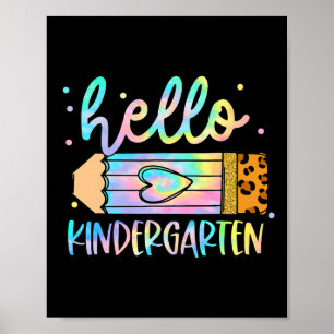 Zurück zur Schule Kindergarten Leopard Gefärbte Kr Poster