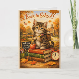 Zurück zur Schule-Kitty — Motivierende Herbst-Bots Karte