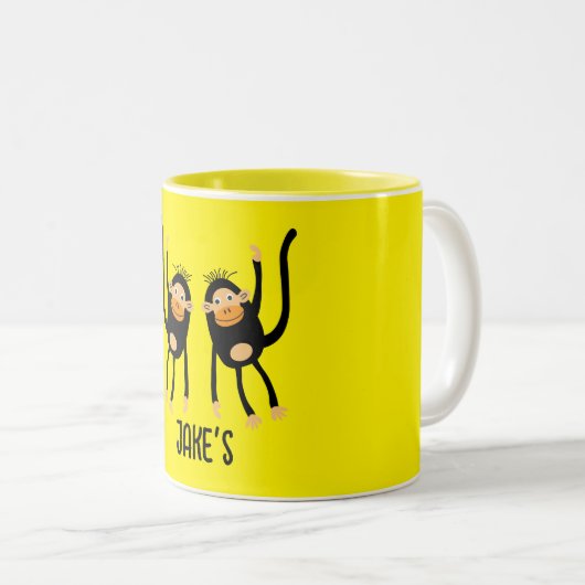 Zurück zur Schule Kleiner Affe Zweifarbige Tasse (VorderseiteRechts)