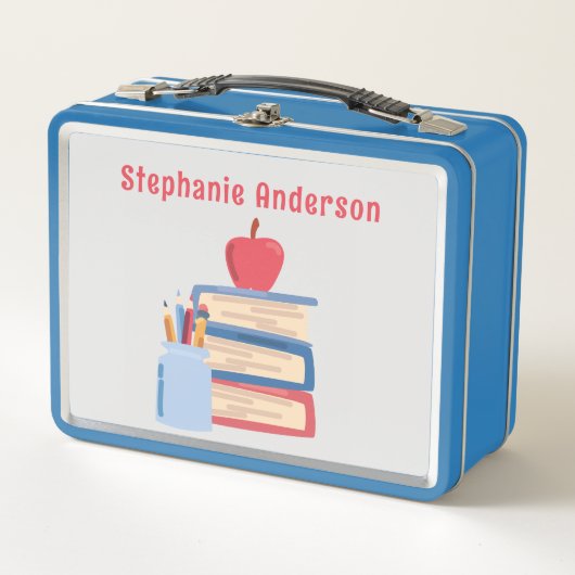 Zurück zur Schule l Wasserfarbe Grundnahrungsmitte Metall Brotdose (Vorderseite)