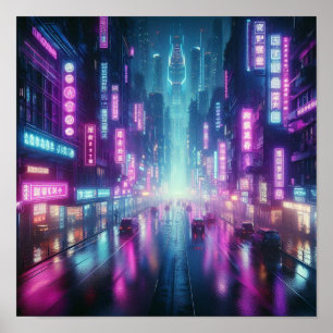 Zurück zur Schule Lebendige Neon-Stadt Nachtlichte Poster