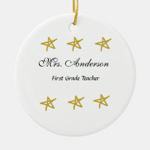 Zurück zur Schule Lehrer Name goldene Sterne Werts Keramik Ornament