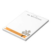 Zurück zur Schule Lehrer Orange Blumenbaum Custom Notizblock (Rotiert)