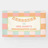 Zurück zur Schule Lehrerin Groovy Retro Banner (Horizontal)