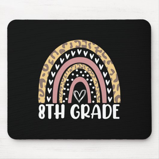 Zurück zur Schule Leopard Regenbogen 8. Klasse Leh Mousepad (Vorne)