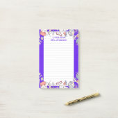 Zurück zur Schule Lila Post-it Klebezettel (Auf Schreibtisch)