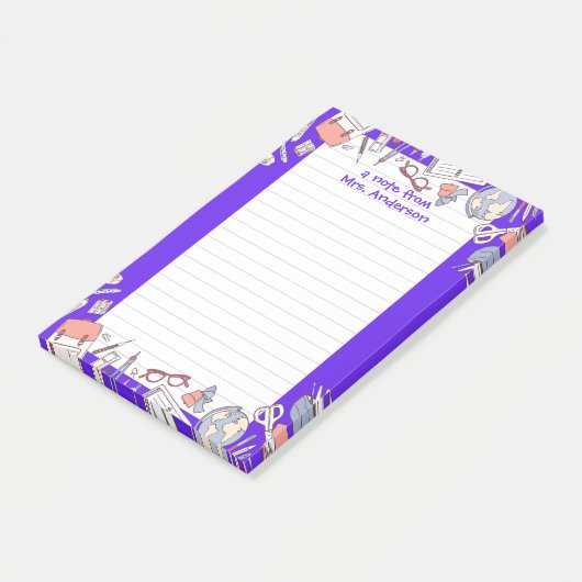 Zurück zur Schule Lila Post-it Klebezettel (angewinkelt)