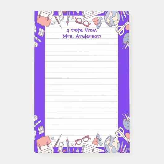 Zurück zur Schule Lila Post-it Klebezettel (Vorderseite)