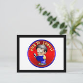 Zurück zur Schule - Little Boy Reading Book Postkarte (Stehend Vorderseite)