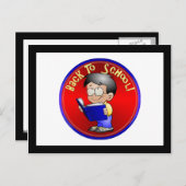 Zurück zur Schule - Little Boy Reading Book Postkarte (Vorne/Hinten)