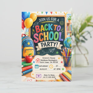 Zurück zur Schule Lustige Klassenzimmerparty Einladung