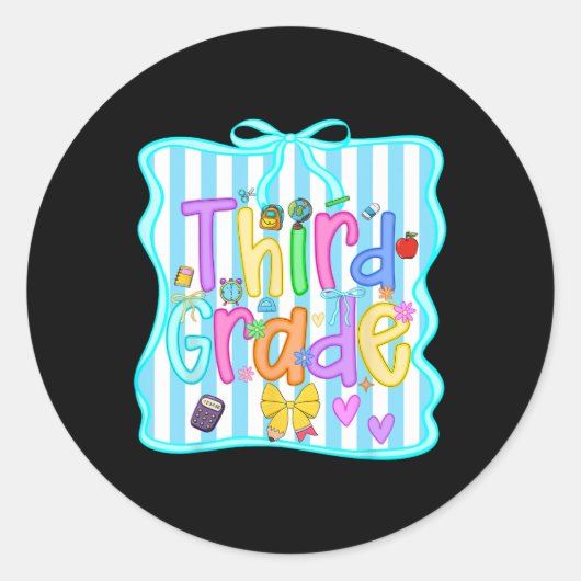 Zurück zur Schule Mädchen der dritten Klasse BW de Runder Aufkleber (Vorderseite)