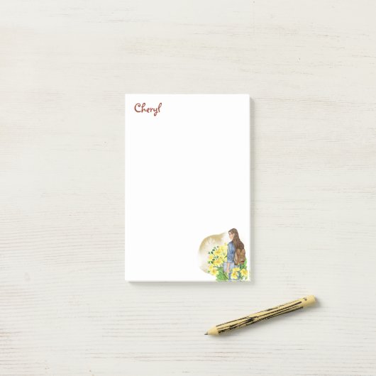 Zurück zur Schule Mädchen Post-it Klebezettel (Auf Schreibtisch)