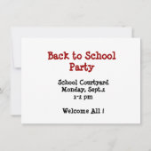 Zurück zur Schule Mini Chalkboard druckbar Einladung (Rückseite)