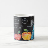 Zurück zur Schule mit farbenfrohen Büchern, Äpfeln Kaffeetasse (Mittel)