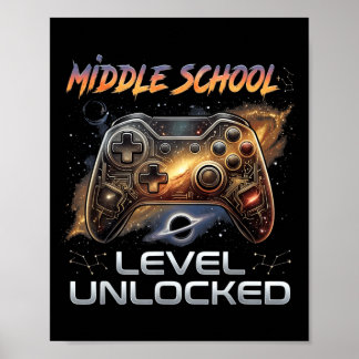 Zurück zur Schule Mittelschule Jungen Gamer Kind E Poster