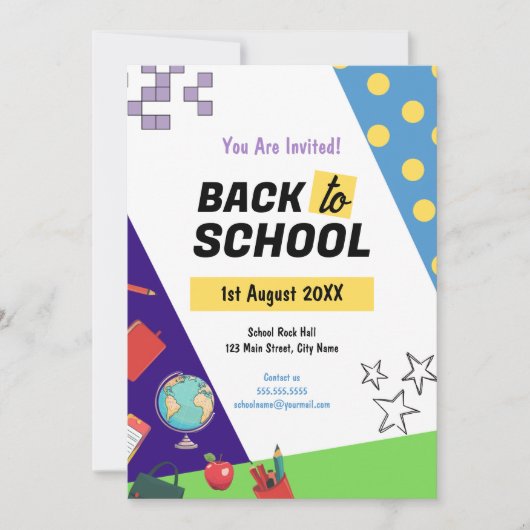 Zurück zur Schule Moderne Einladung (Vorderseite)