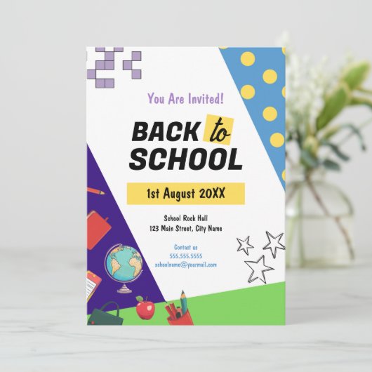 Zurück zur Schule Moderne Einladung (Stehend Vorderseite)