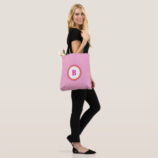 Zurück zur Schule Modernes Monogramm Rosa Orange Tasche