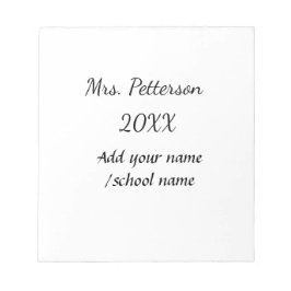 Zurück zur Schule Name der Lehrerin Jahr der Schul Notizblock