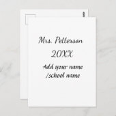 Zurück zur Schule Name der Lehrerin Jahr der Schul Postkarte (Vorne/Hinten)