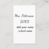 Zurück zur Schule Name der Lehrerin Jahr der Schul Visitenkarte (Rückseite)