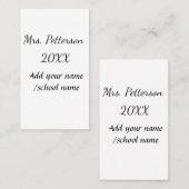 Zurück zur Schule Name der Lehrerin Jahr der Schul Visitenkarte (Vorne/Hinten)