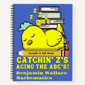 Zurück zur Schule Name Schlafhühnchen Notizblock (Vorderseite)