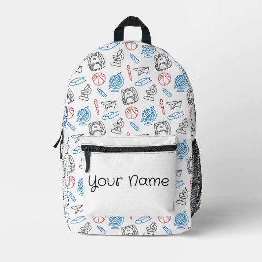 Zurück zur Schule. Namensschule hinzufügen Bedruckter Rucksack (Vorderseite)