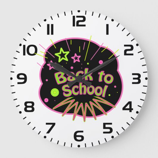 Zurück zur Schule Neon Pop Kunstmuseum Zurück in d Große Wanduhr (Vorderseite)