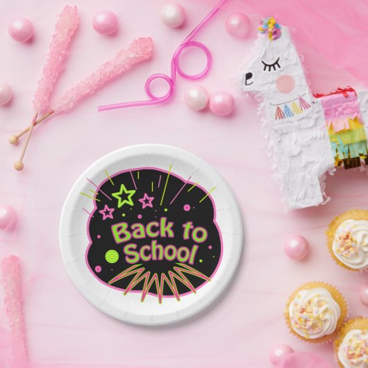 Zurück zur Schule Neon Pop Kunstmuseum Zurück in d Pappteller (Party)