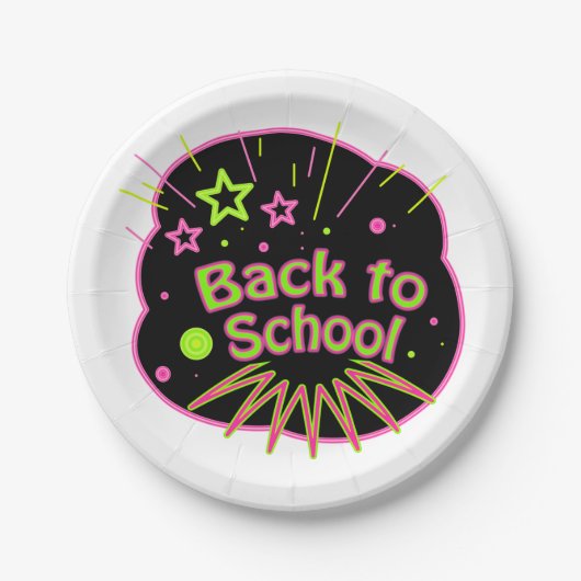 Zurück zur Schule Neon Pop Kunstmuseum Zurück in d Pappteller (Vorderseite)