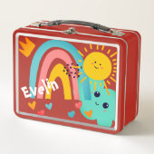 Zurück zur Schule | Niedlich Happy Sunny Rainbow C Metall Brotdose (Vorderseite)